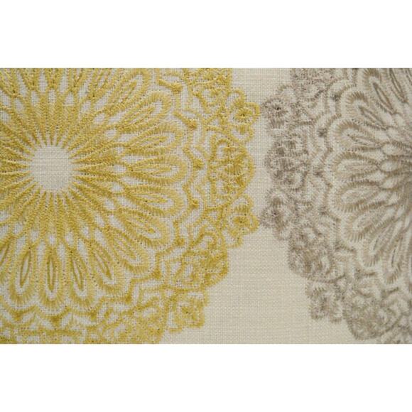 Embroidered Pillow Cover 20x20" Squar Pearl Gold Gray Flower Medallion Linen New - Picture 3 of 10